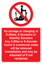 PV15295: No storage or charging of E-Bikes, E-Scooters, Mobility Scooters