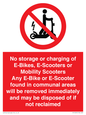 PV15295: No storage or charging of E-Bikes, E-Scooters, Mobility Scooters