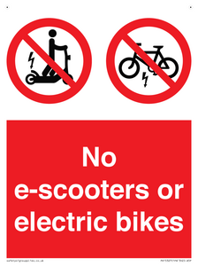 PV15327: No e-scooters or electric bikes