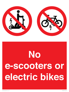PV15327: No e-scooters or electric bikes