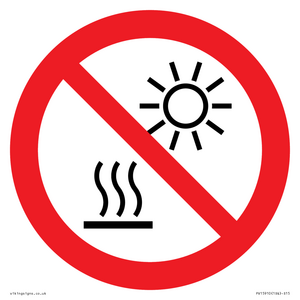 PV15910: P068 Prohibition: Do not expose to direct sunlight or hot surface