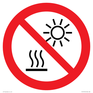 PV15910: P068 Prohibition: Do not expose to direct sunlight or hot surface