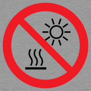 PV15910: P068 Prohibition: Do not expose to direct sunlight or hot surface