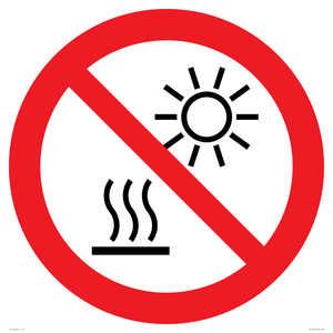 PV15910: P068 Prohibition: Do not expose to direct sunlight or hot surface