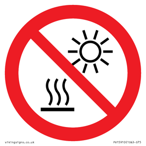 PV15910: P068 Prohibition: Do not expose to direct sunlight or hot surface