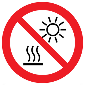 PV15910: P068 Prohibition: Do not expose to direct sunlight or hot surface