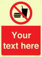 PV5137: Custom No Eating or Drinking Sign