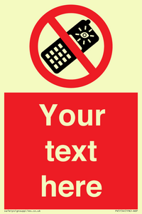 PV5154: Custom No camera phones Sign