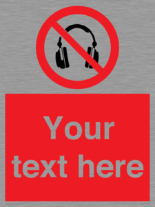 PV5207: Custom No Headphones Sign