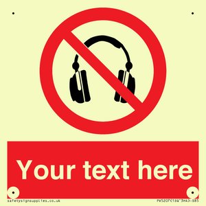 PV5207: Custom No Headphones Sign