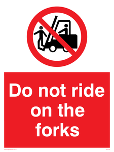 No Riding On Forks Sticker PV5278: Do not ride on forks – Viking Signs
