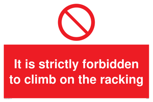 PV5353: Strictly forbidden to climb on racking