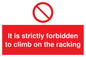 PV5353: Strictly forbidden to climb on racking