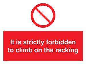 PV5353: Strictly forbidden to climb on racking