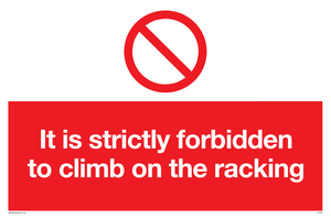 PV5353: Strictly forbidden to climb on racking