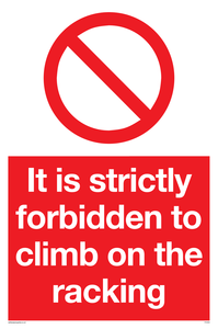 PV5353: Strictly forbidden to climb on racking