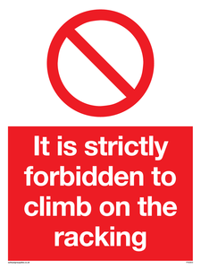 PV5353: Strictly forbidden to climb on racking