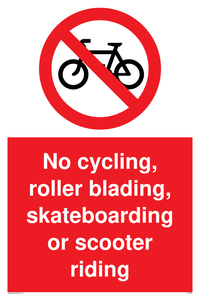 PV5355: No cycling/Rollerblading/Skateboarding
