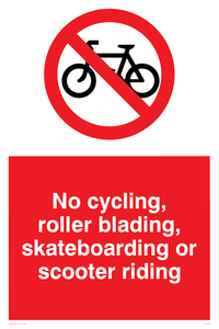 PV5355: No cycling/Rollerblading/Skateboarding