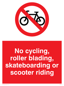 PV5355: No cycling/Rollerblading/Skateboarding