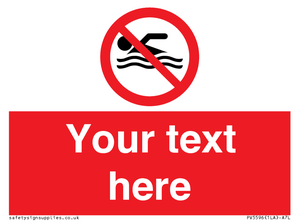 PV5596: Custom No swimming prohibition Sign