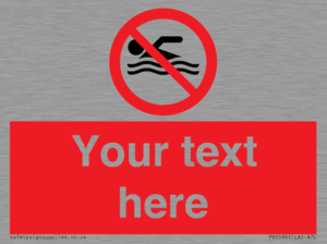PV5596: Custom No swimming prohibition Sign