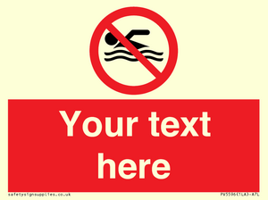 PV5596: Custom No swimming prohibition Sign