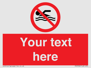 PV5596: Custom No swimming prohibition Sign