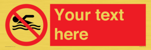 PV5596: Custom No swimming prohibition Sign