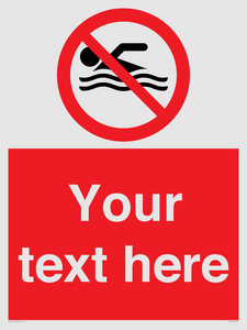 PV5596: Custom No swimming prohibition Sign