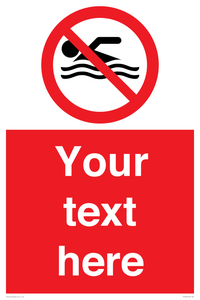 PV5596: Custom No swimming prohibition Sign