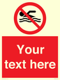 PV5596: Custom No swimming prohibition Sign