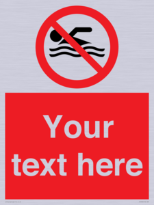 PV5596: Custom No swimming prohibition Sign