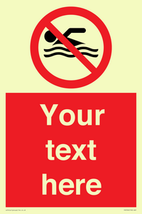 PV5596: Custom No swimming prohibition Sign