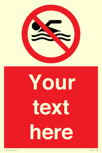 PV5596: Custom No swimming prohibition Sign