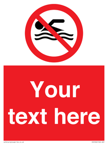 PV5596: Custom No swimming prohibition Sign