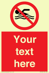 PV5596: Custom No swimming prohibition Sign