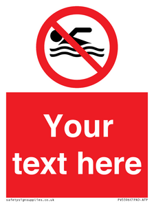 PV5596: Custom No swimming prohibition Sign