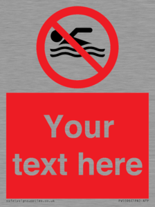 PV5596: Custom No swimming prohibition Sign