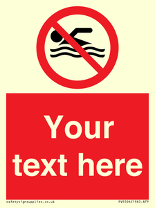 PV5596: Custom No swimming prohibition Sign