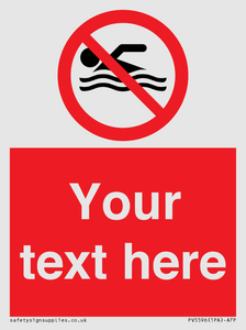 PV5596: Custom No swimming prohibition Sign