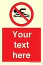 PV5596: Custom No swimming prohibition Sign