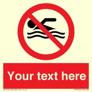 PV5596: Custom No swimming prohibition Sign