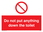 PV5699: Do not put anything down the toilet Prohibition Sign