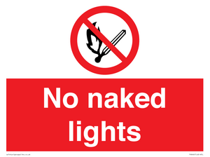 PV646: no naked lights - safety sign