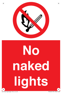 PV646: no naked lights - safety sign