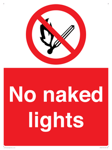 PV646: no naked lights - safety sign