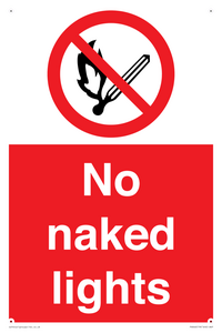 PV646: no naked lights - safety sign