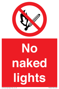 PV646: no naked lights - safety sign