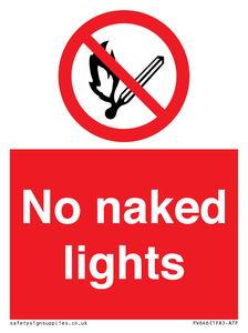 PV646: no naked lights - safety sign